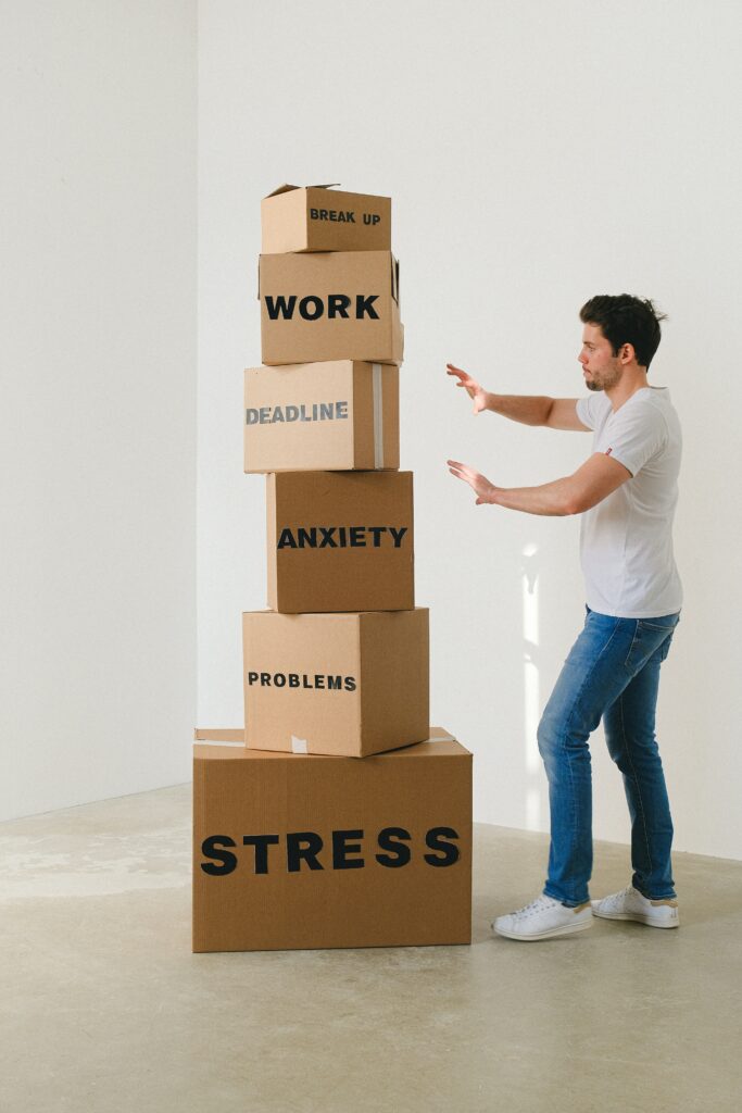 5 empowering procrastination tips. stacked boxes